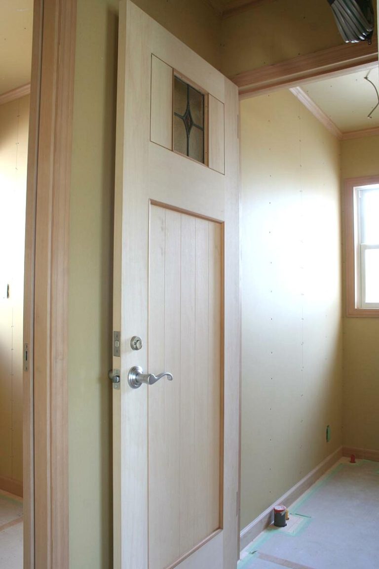 小さめステンドグラスのトイレドア（無塗装）室内ドア製作事例018 室内ドア工房 okamoku